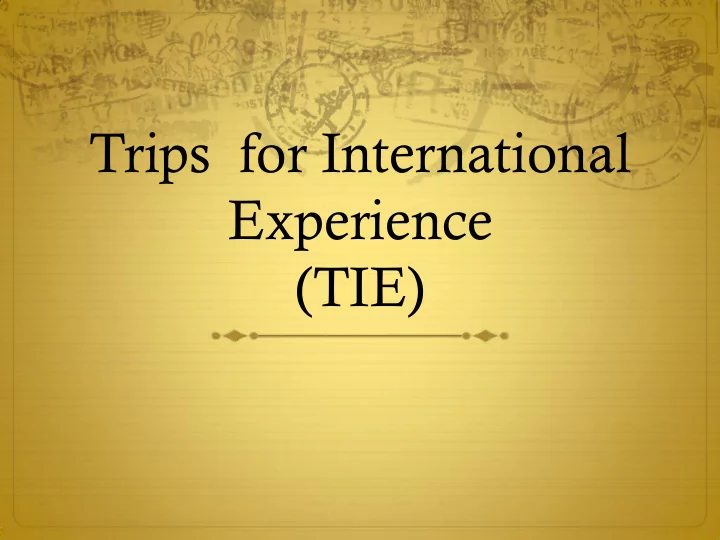 trips for international experience