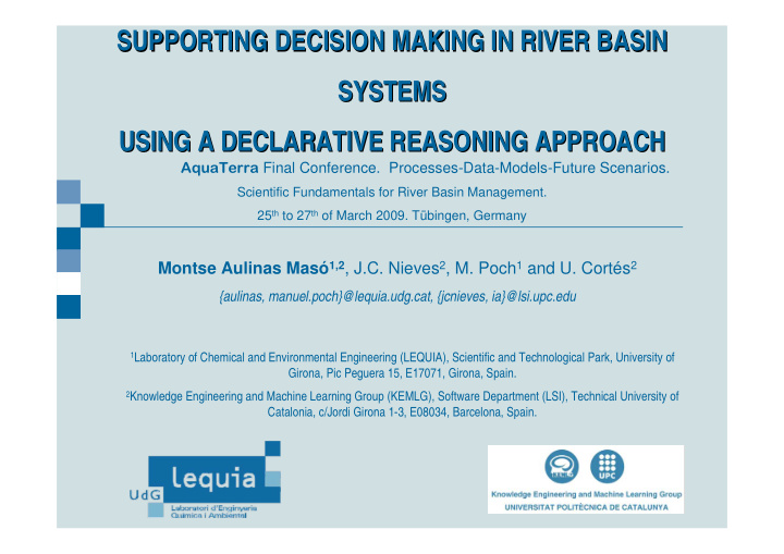 supporting decision making in river basin supporting