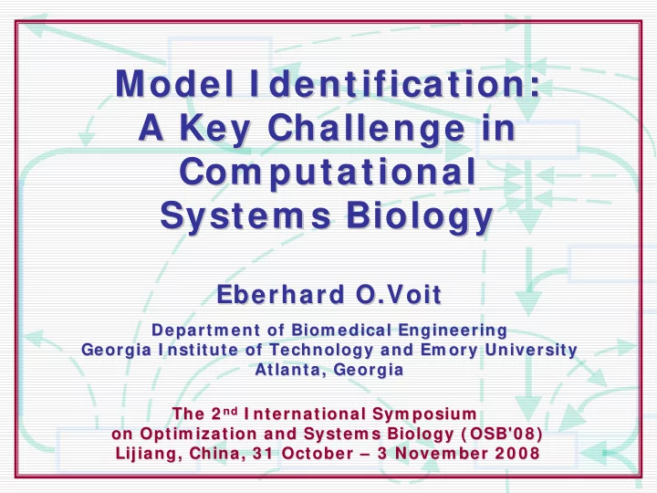 model i dentification model i dentification a key