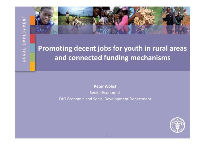 promoting decent jobs for youth in rural areas and