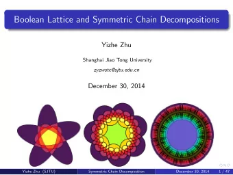 Boolean Lattice and Symmetric Chain Decompositions  Yizhe Zhu  Shanghai Jiao Tong University