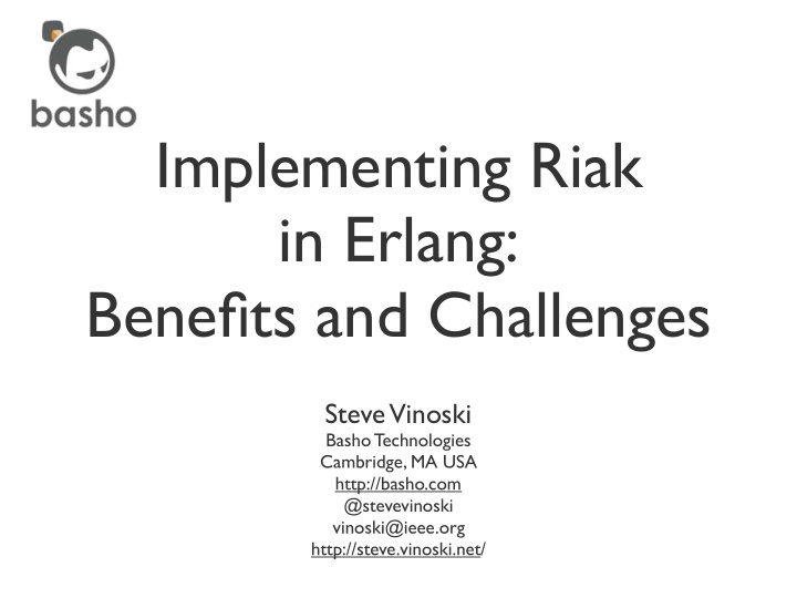 implementing riak in erlang benefits and challenges