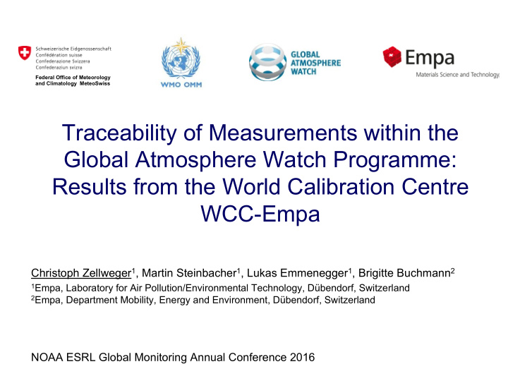 traceability of measurements within the global atmosphere