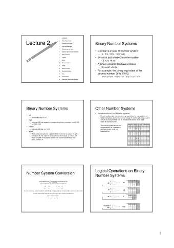 Lecture 2  Binary Number Systems  3.  HardwareandSoftw  are  4.  HighLevel Languages  5.  Standard