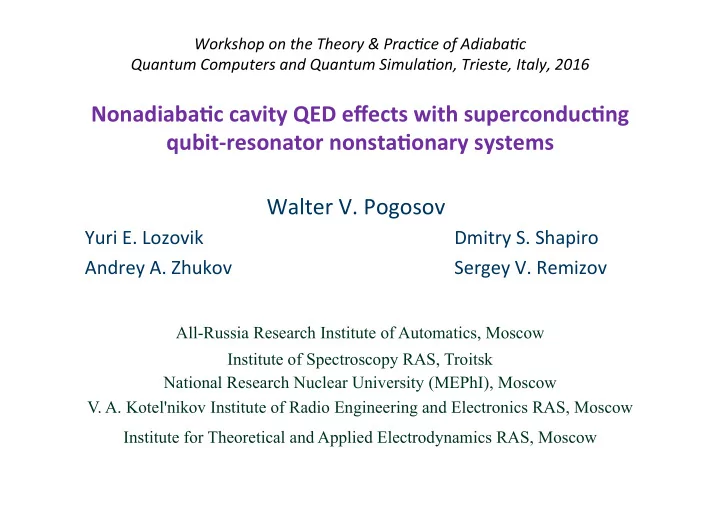 nonadiaba c cavity qed effects with superconduc ng qubit