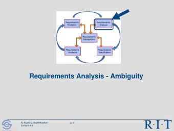 Requirements Analysis - Ambiguity  R. Kuehl/J. Scott Hawker  p. 1  R I T  Lecture 4-1  Software