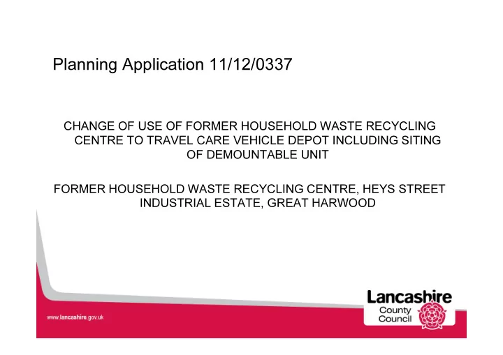 planning application 11 12 0337