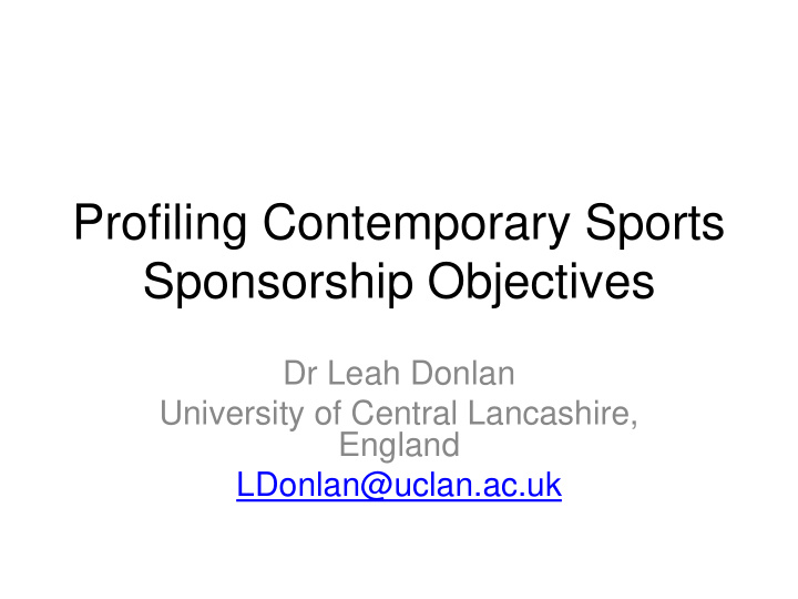 sponsorship objectives