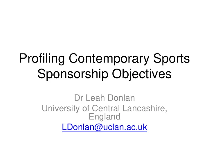 sponsorship objectives