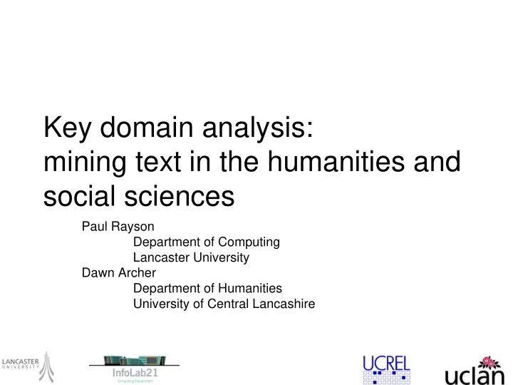 key domain analysis mining text in the humanities and