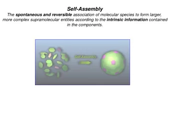 Self-Assembly The spontaneous and reversible association of molecular species to form larger, more