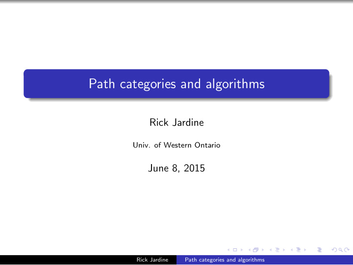 path categories and algorithms