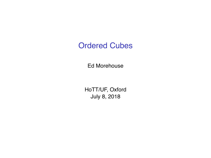 ordered cubes