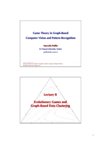 1  The Classical Clustering Problem  = an edge-weighted graph  Applications  Clustering