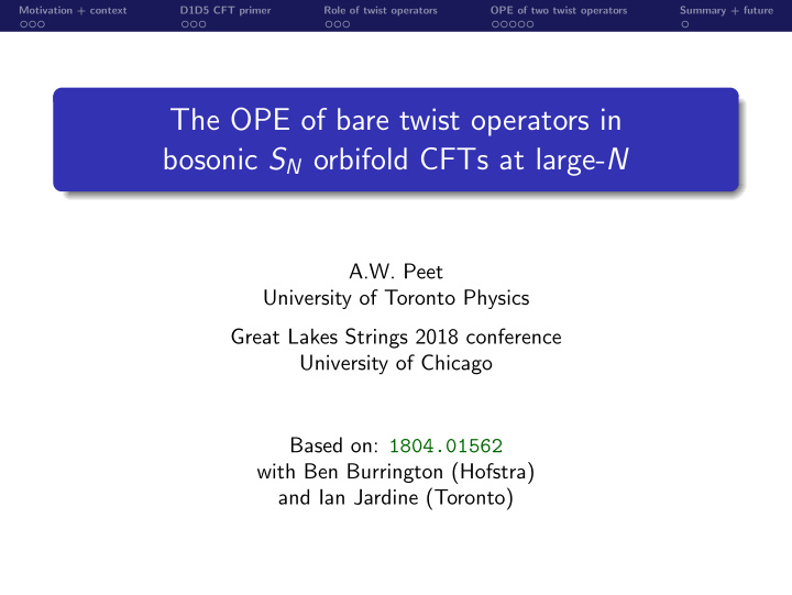 the ope of bare twist operators in bosonic s n orbifold
