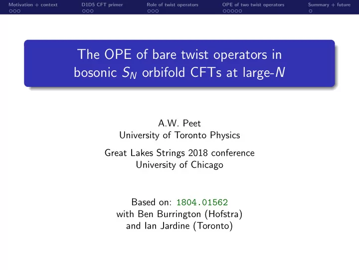 the ope of bare twist operators in bosonic s n orbifold