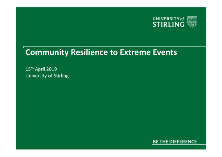 community resilience to extreme events