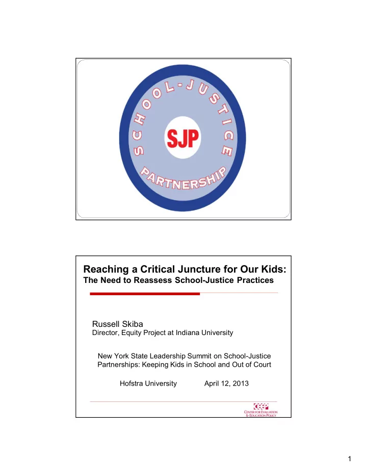 reaching a critical juncture for our kids