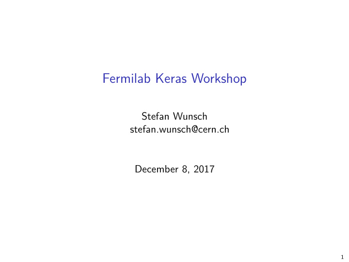 fermilab keras workshop