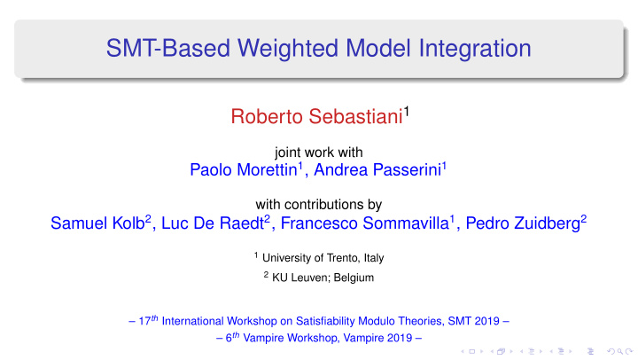 smt based weighted model integration