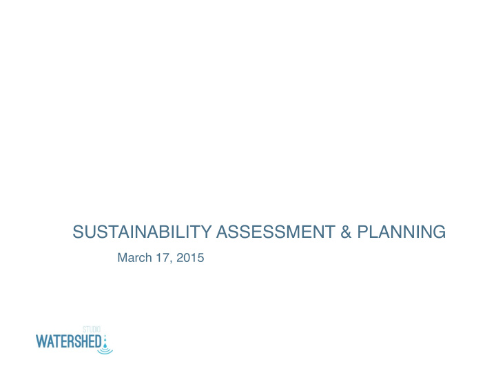 sustainability assessment planning