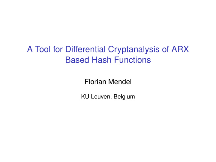 a tool for differential cryptanalysis of arx based hash