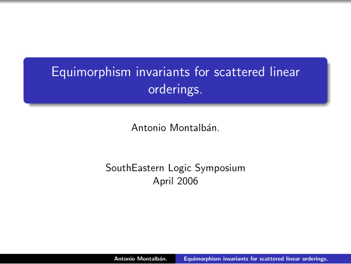 equimorphism invariants for scattered linear orderings
