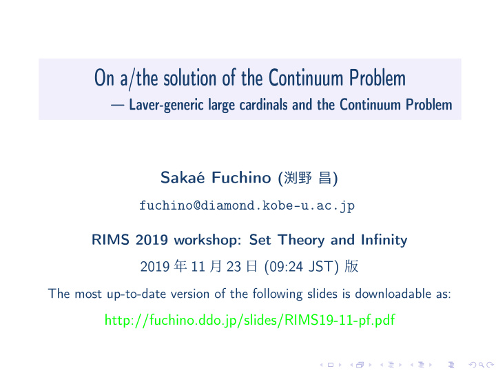 on a the solution of the continuum problem