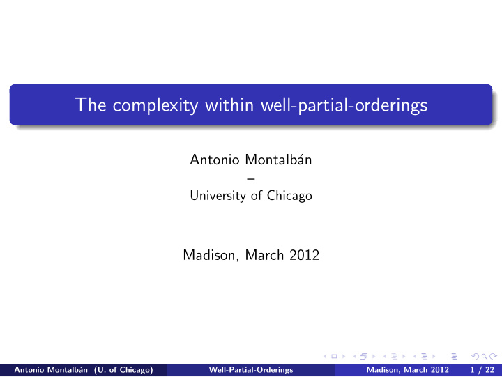 the complexity within well partial orderings