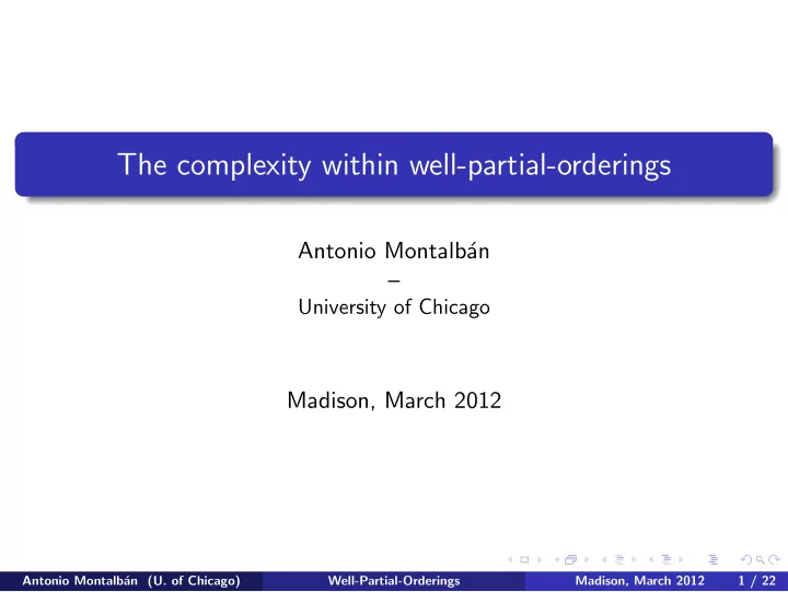 the complexity within well partial orderings