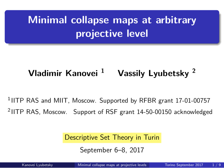 minimal collapse maps at arbitrary projective level