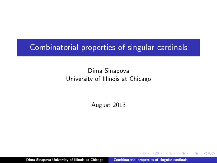combinatorial properties of singular cardinals