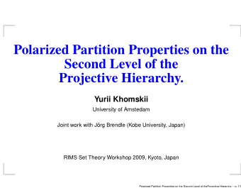 Polarized Partition Properties on the  Second Level of the  Projective Hierarchy.  Yurii Khomskii