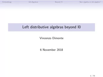 Left distributive algebras beyond I0  Vincenzo Dimonte  6 November 2018  1 / 31  Embeddings