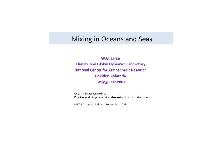 mixing in oceans and seas