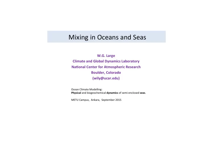 mixing in oceans and seas