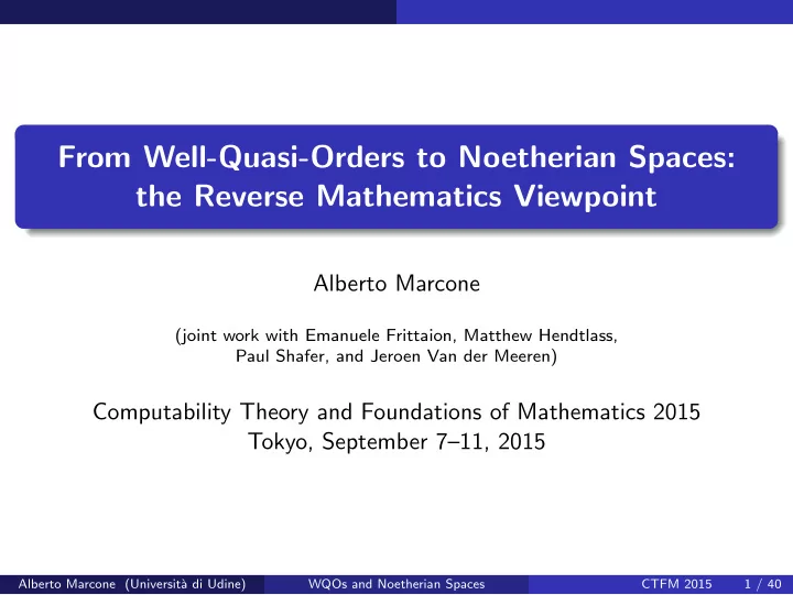 from well quasi orders to noetherian spaces the reverse