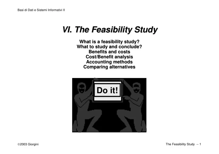 vi the feasibility study vi the feasibility study