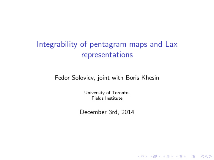 integrability of pentagram maps and lax representations