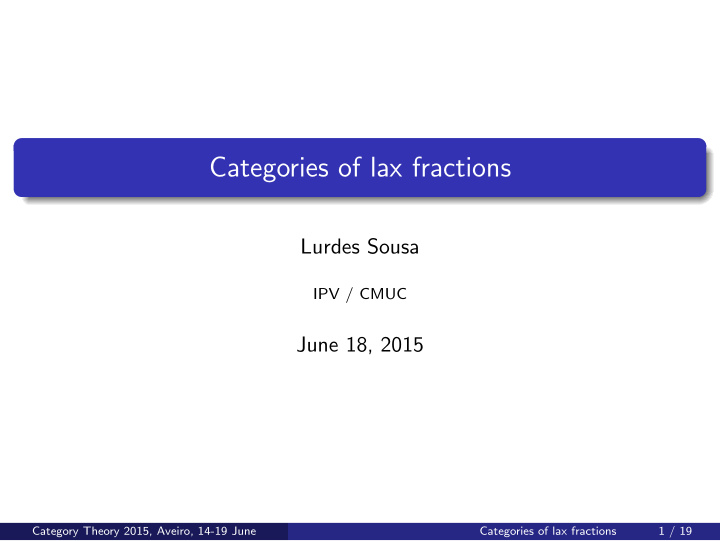 categories of lax fractions