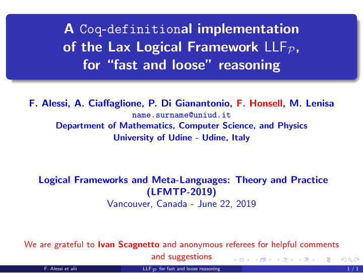 a coq definition al implementation of the lax logical