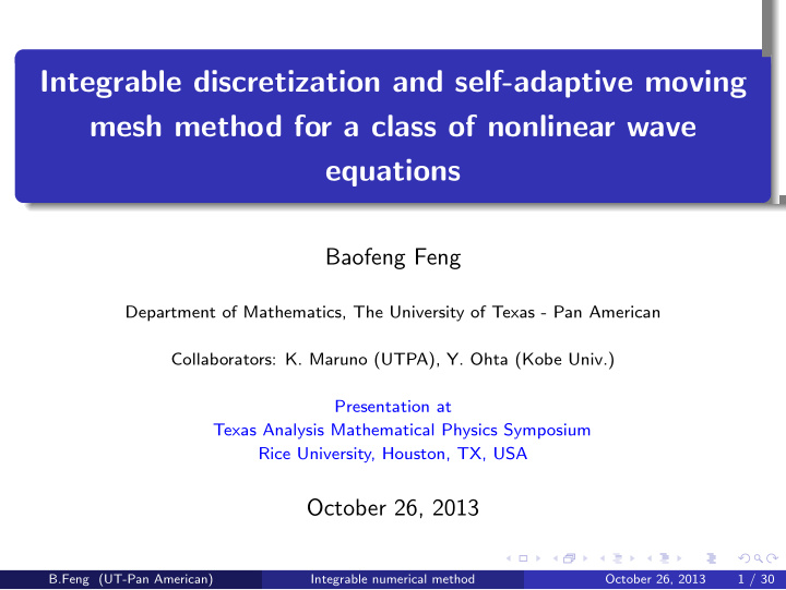 integrable discretization and self adaptive moving mesh