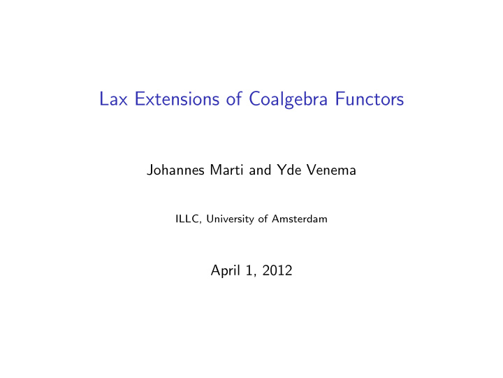 lax extensions of coalgebra functors