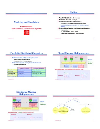 Outline  Parallel / Distributed Computers  Air Traffic Network Example  Modeling and