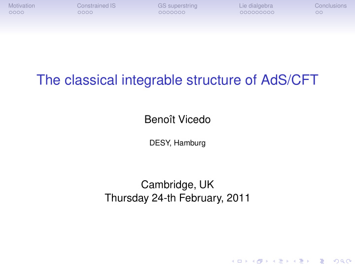 the classical integrable structure of ads cft