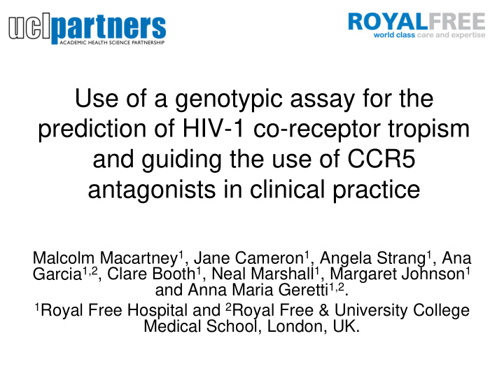 use of a genotypic assay for the prediction of hiv 1 co