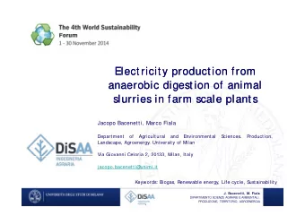 Electricity production from  Electricity production from  anaerobic digestion of animal  anaerobic