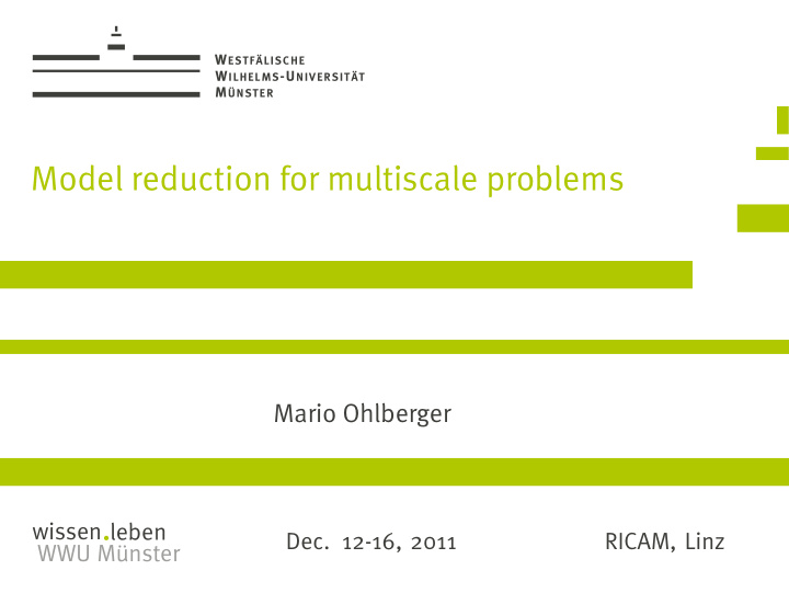 model reduction for multiscale problems