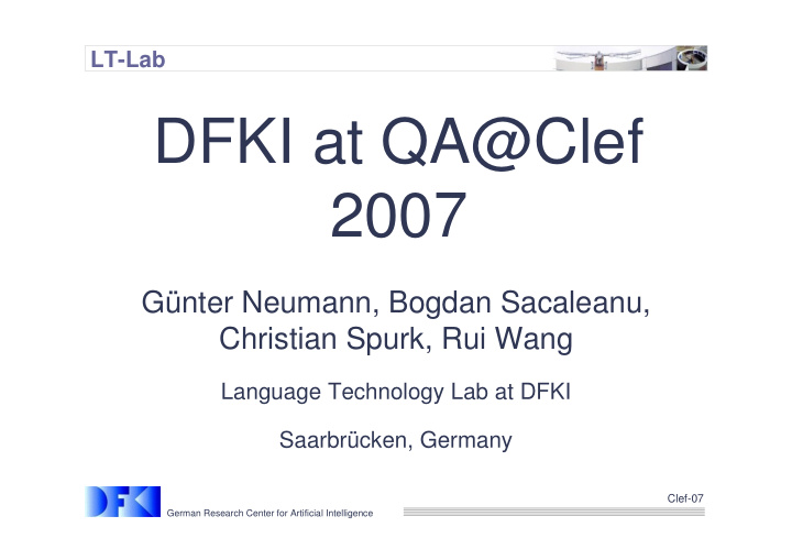 dfki at qa clef 2007