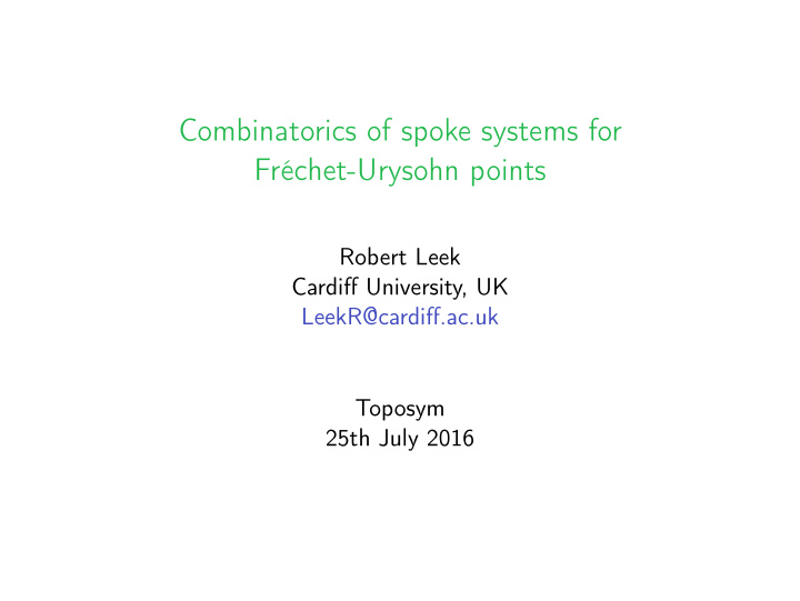 combinatorics of spoke systems for fr chet urysohn points